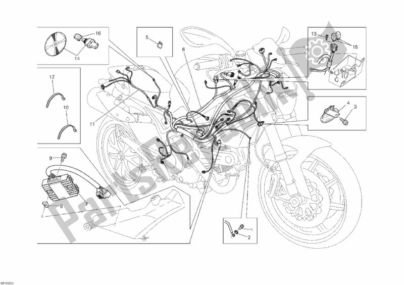 Tutte le parti per il Cablaggio Elettrico del Ducati Monster 1100 USA 2010